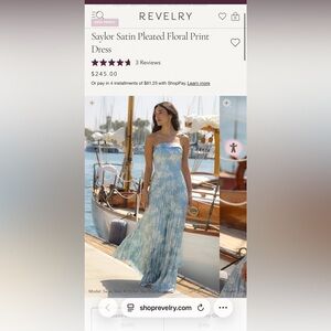 Revelry sailor satin pleated floral print dress